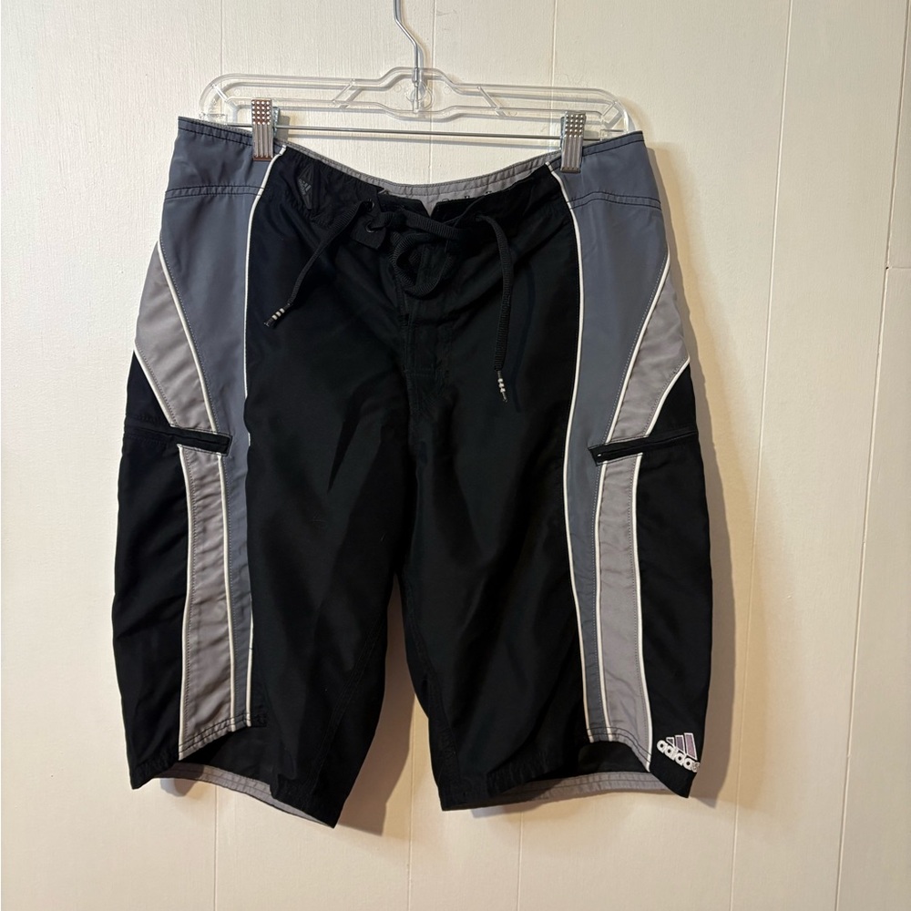 Adidas Gray and Black Sports Shorts Swim or Board Shorts